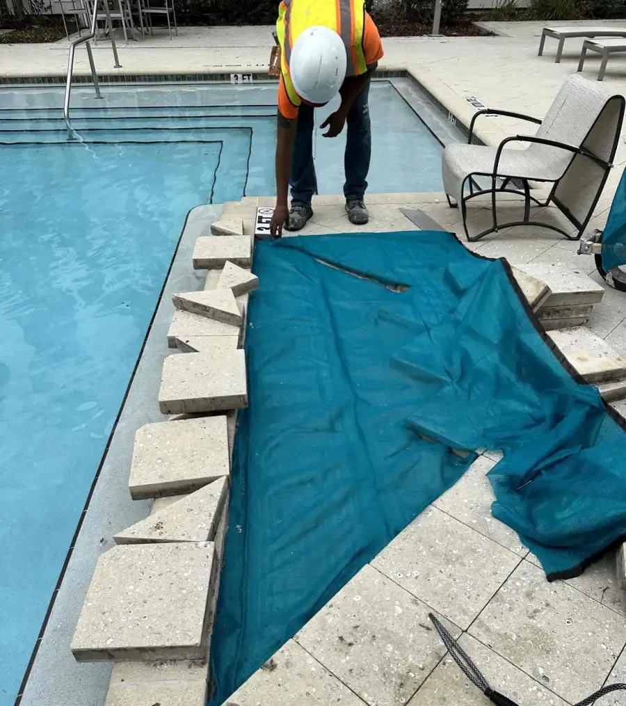 Courtyard pool renovation and surrounding pavers