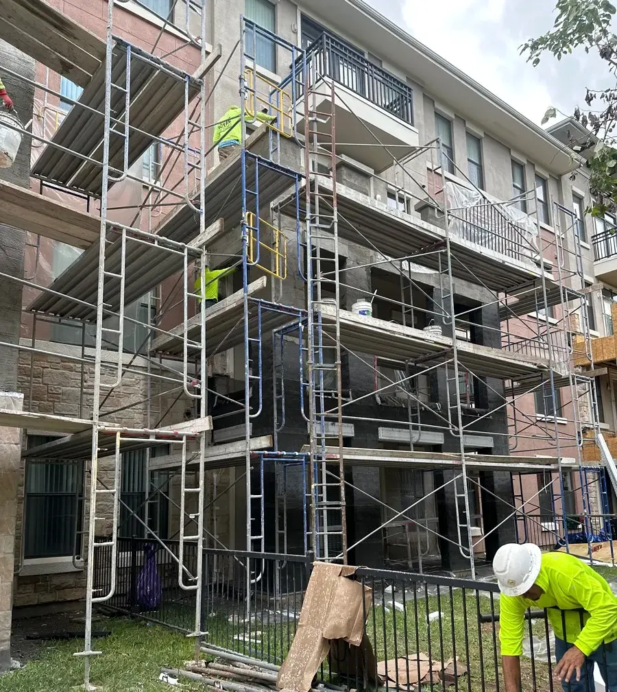 Water Intrusion Stack — T-Rock Construction Fire Restoration project