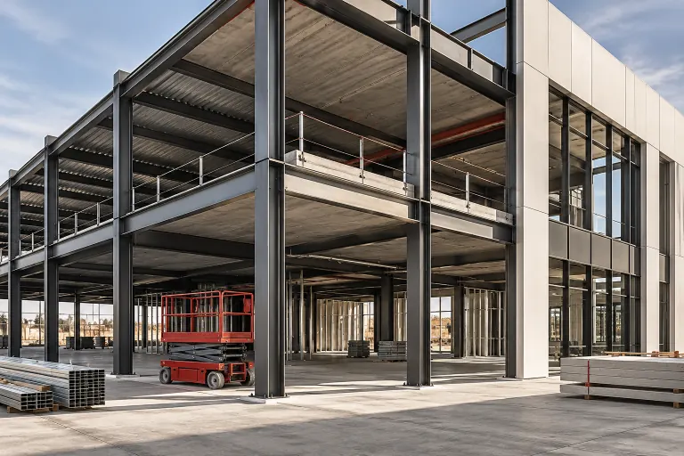 Concept illustration of a commercial building under construction